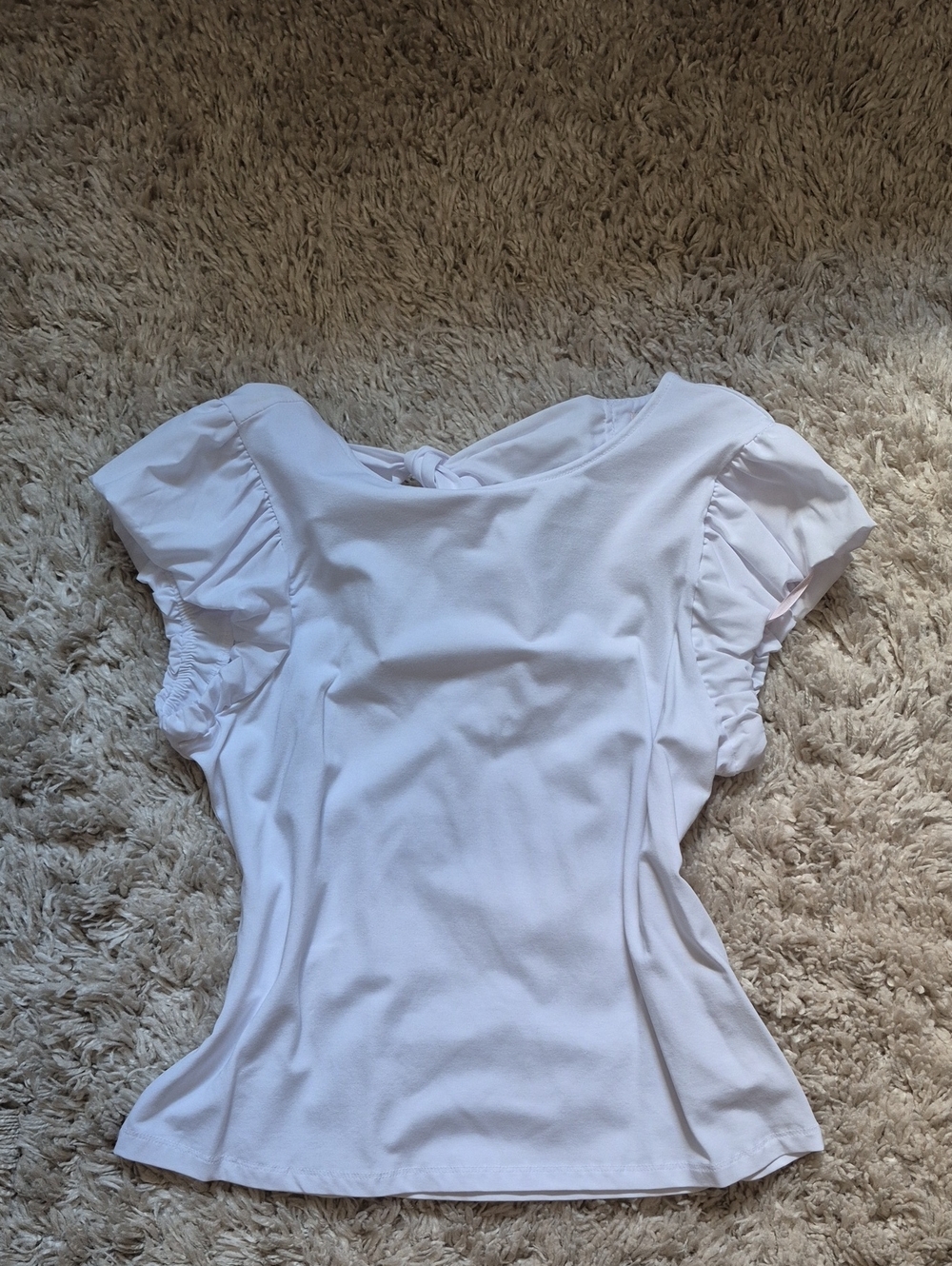 Nanette Lepore White Puff Short Sleeve Top